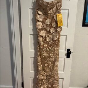 Bronx and Banco Floral Lace Dress - Tan
